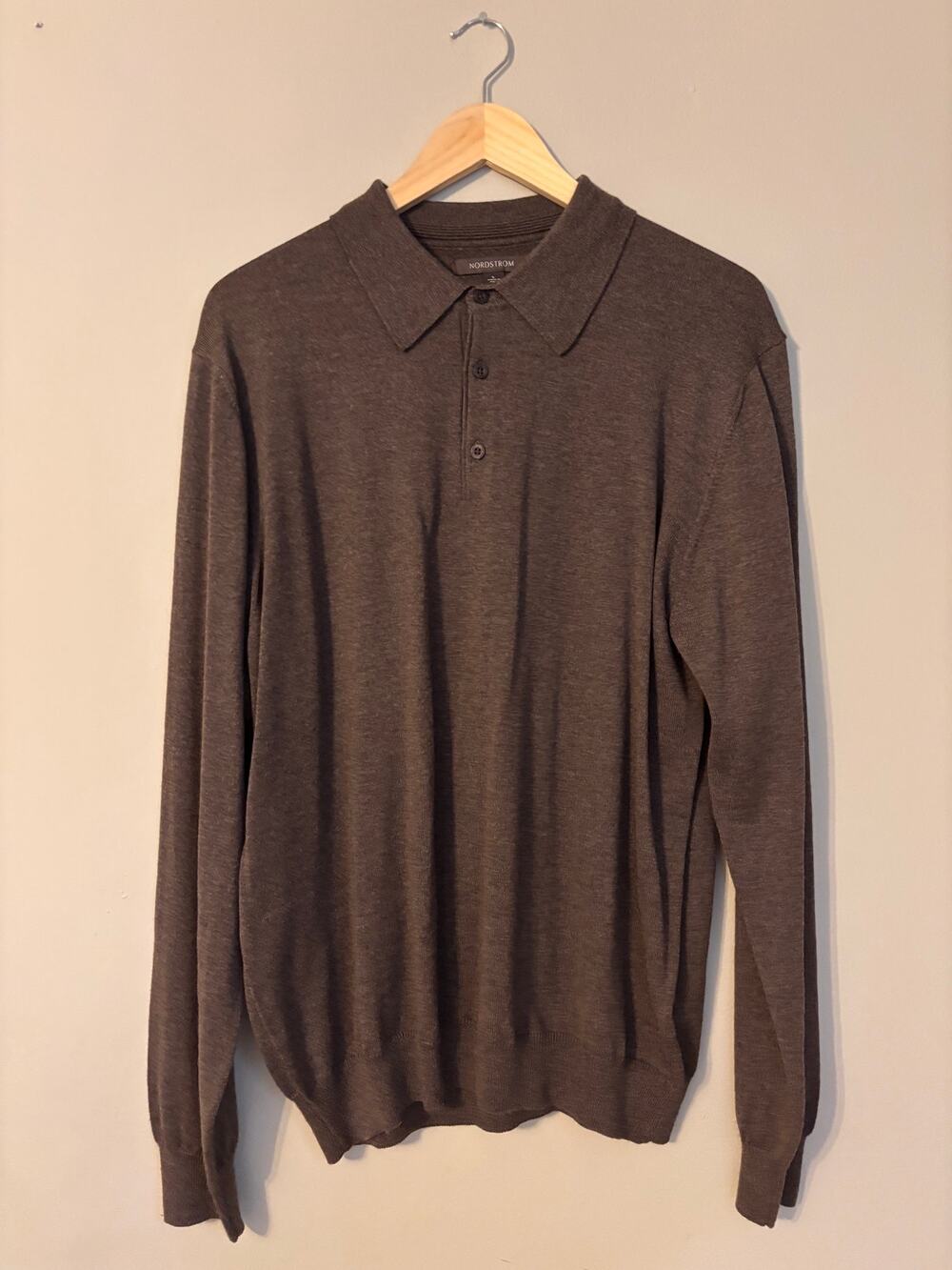 Nordstrom Men’s 100% Merino Wool Brown Polo Sweater